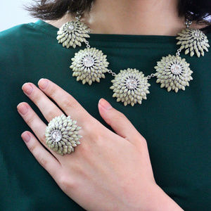 J. Crew Mint&Crystal Floral Statement Necklace Set